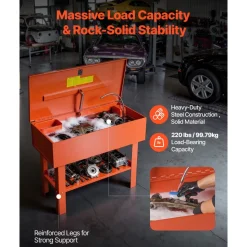 VEVOR Parts Washer 40-Gallon, 17 Gallon Solvent Capacity, 1 Gallon per Minute Max Pump Output, Steel Cabinet Electric Pump Automotive Parts Washer Cleaner for Wheel Bearings, Gears, and Carburetors