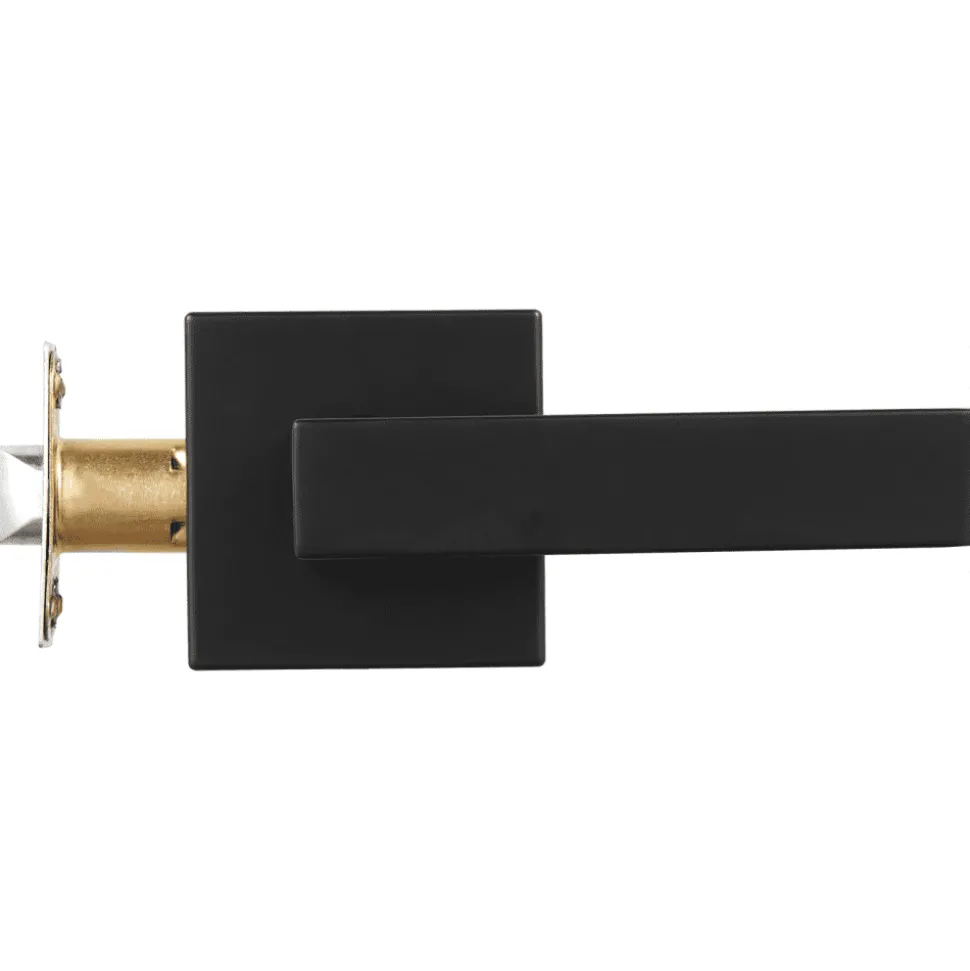 VEVOR Passage Door Handle, 1 Pack Matte Black Door Lever, Left or Right Handing Reversible Lever Non-Locking, 45° Rotation to Open, Universal Square Interior for Hallways, Closets, Meeting Spaces