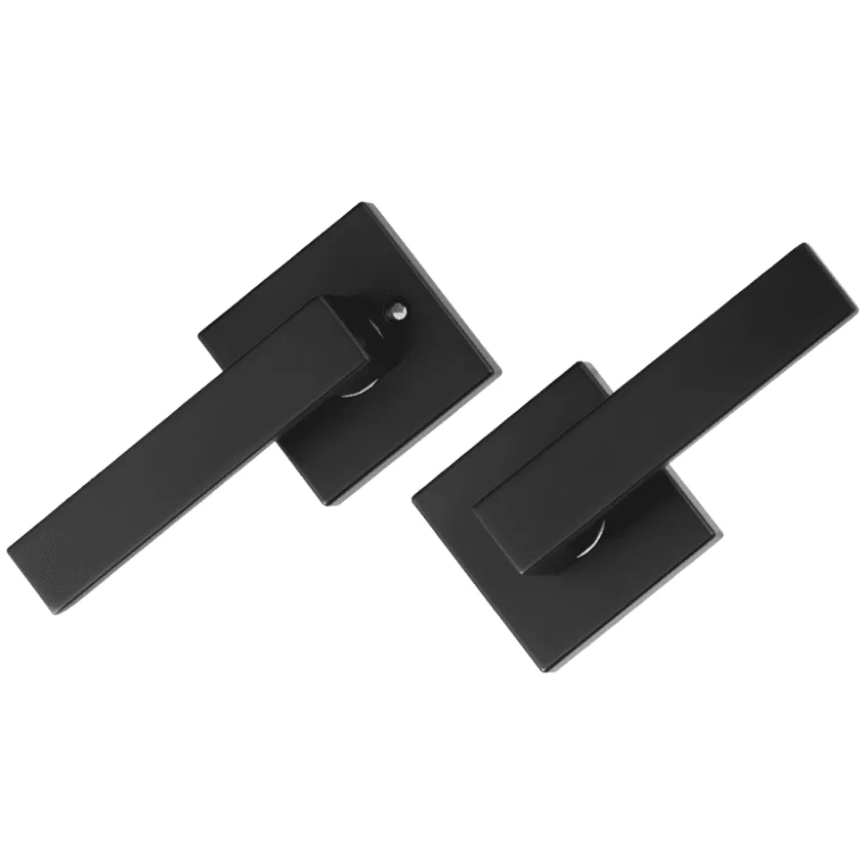 VEVOR Passage Door Handle, 1 Pack Matte Black Door Lever, Left or Right Handing Reversible Lever Non-Locking, 45° Rotation to Open, Universal Square Interior for Hallways, Closets, Meeting Spaces
