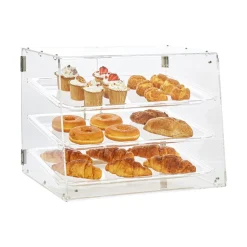 VEVOR Pastry Display Case, 3-Tier Commercial Countertop Bakery Display Case, Acrylic Display Box with Rear Door Access & Removable Shelves, Keep Fresh for Donut Bagels Cake Cookie, 20.7
