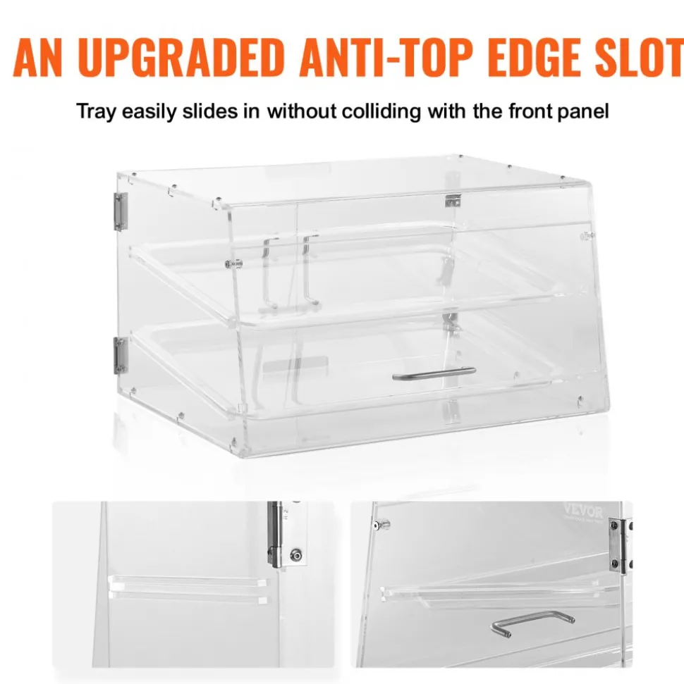 VEVOR Pastry Display Case, 2-Tier Commercial Countertop Bakery Display Case, Acrylic Display Box with Rear Door Access & Removable Shelves, Keep Fresh for Donut Bagels Cake Cookie, 20.7"x13.2"x11.9"