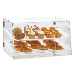 VEVOR Pastry Display Case, 2-Tier Commercial Countertop Bakery Display Case, Acrylic Display Box with Rear Door Access & Removable Shelves, Keep Fresh for Donut Bagels Cake Cookie, 20.7