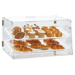 VEVOR Pastry Display Case, 2-Tier Commercial Countertop Bakery Display Case, Acrylic Display Box with Rear Door Access & Removable Shelves, Keep Fresh for Donut Bagels Cake Cookie, 20.7