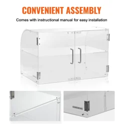 VEVOR Pastry Display Case, 2-Tier Commercial Countertop Bakery Display Case, Acrylic Display Box with Rear Door Access & Removable Shelves, Keep Fresh for Donut Bagels Cake Cookie, 22