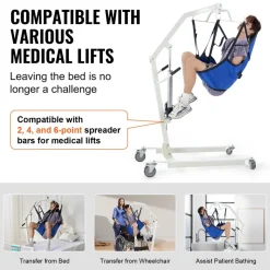VEVOR Patient Lift Sling with Head Support- Small Size, U Shape Divided Leg Transfer Sling for Bathing, Patient Lift Medical Sling for Elderly, Disabled, Bedridden, 600LBS