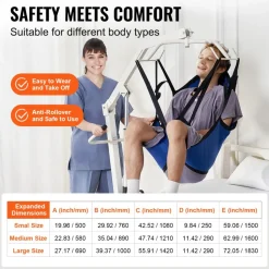 VEVOR Patient Lift Sling with Head Support- Small Size, U Shape Divided Leg Transfer Sling for Bathing, Patient Lift Medical Sling for Elderly, Disabled, Bedridden, 600LBS