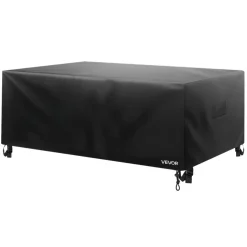 VEVOR Patio Furniture Cover, 420D Heavy Duty Waterproof Outdoor Dining Table and Chairs Cover, Large Rectangular Patio Table Covers with Air Vent for All Weather, 130L x 84W x 28H inch, Black