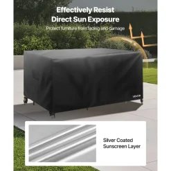 VEVOR Patio Furniture Cover, 420D Heavy Duty Waterproof Outdoor Dining Table and Chairs Cover, Large Squre Patio Table Covers with Air Vent for All Weather, 126L x 126W x 32H inch, Black