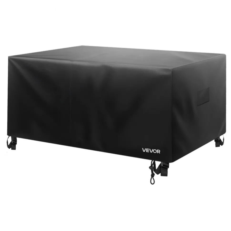 VEVOR Patio Furniture Cover, 420D Heavy Duty Waterproof Outdoor Dining Table and Chairs Cover, Large Squre Patio Table Covers with Air Vent for All Weather, 126L x 126W x 32H inch, Black