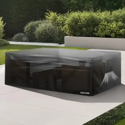 VEVOR Patio Furniture Cover, 420D Heavy Duty Waterproof Outdoor Dining Table and Chairs Cover, Large Squre Patio Table Covers with Air Vent for All Weather, 126L x 126W x 32H inch, Black