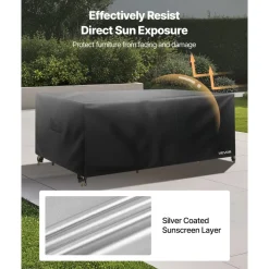 VEVOR Patio Furniture Cover, 420D Heavy Duty Waterproof Outdoor Dining Table and Chairs Cover, Large Rectangular Patio Table Covers with Air Vent for All Weather, 74L x 47W x 28H inch, Black