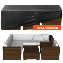 VEVOR Patio Furniture Cover, 420D Heavy Duty Waterproof Outdoor Dining Table and Chairs Cover, Large Rectangular Patio Table Covers with Air Vent for All Weather, 74L x 47W x 28H inch, Black