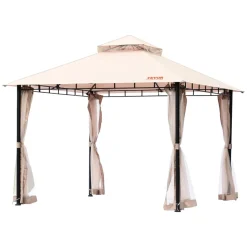 VEVOR Patio Gazebo for 6-8 Person, 10 x 10 FT Backyard Gazebo, with Mosquito Netting, Metal Frame, and PU Coated 180G Polyester, Outdoor Canopy Shelter for Patio, Backyard, Lawn, Garden, Deck