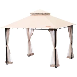 VEVOR Patio Gazebo for 6-8 Person, 10 x 10 FT Backyard Gazebo, with Mosquito Netting, Metal Frame, and PU Coated 180G Polyester, Outdoor Canopy Shelter for Patio, Backyard, Lawn, Garden, Deck