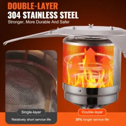 VEVOR Patio Heater for Outdoor Use, 50000BTU Propane Heater Tall Hammered With Round Table Design, Metal Burner and Wheels, Fixed Outdoor Patio Flame Heater for Patio, Party, Backyard, Garden, Bronze