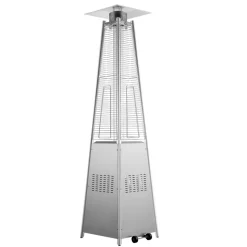 VEVOR Patio Heater for Outdoor Use, 48000BTU Pyramid Propane Heater w/Wheels, Quartz Glass Tube Outdoor Patio Flame Heater for Patio, Party, Backyard, Garden, Decoration, Silver