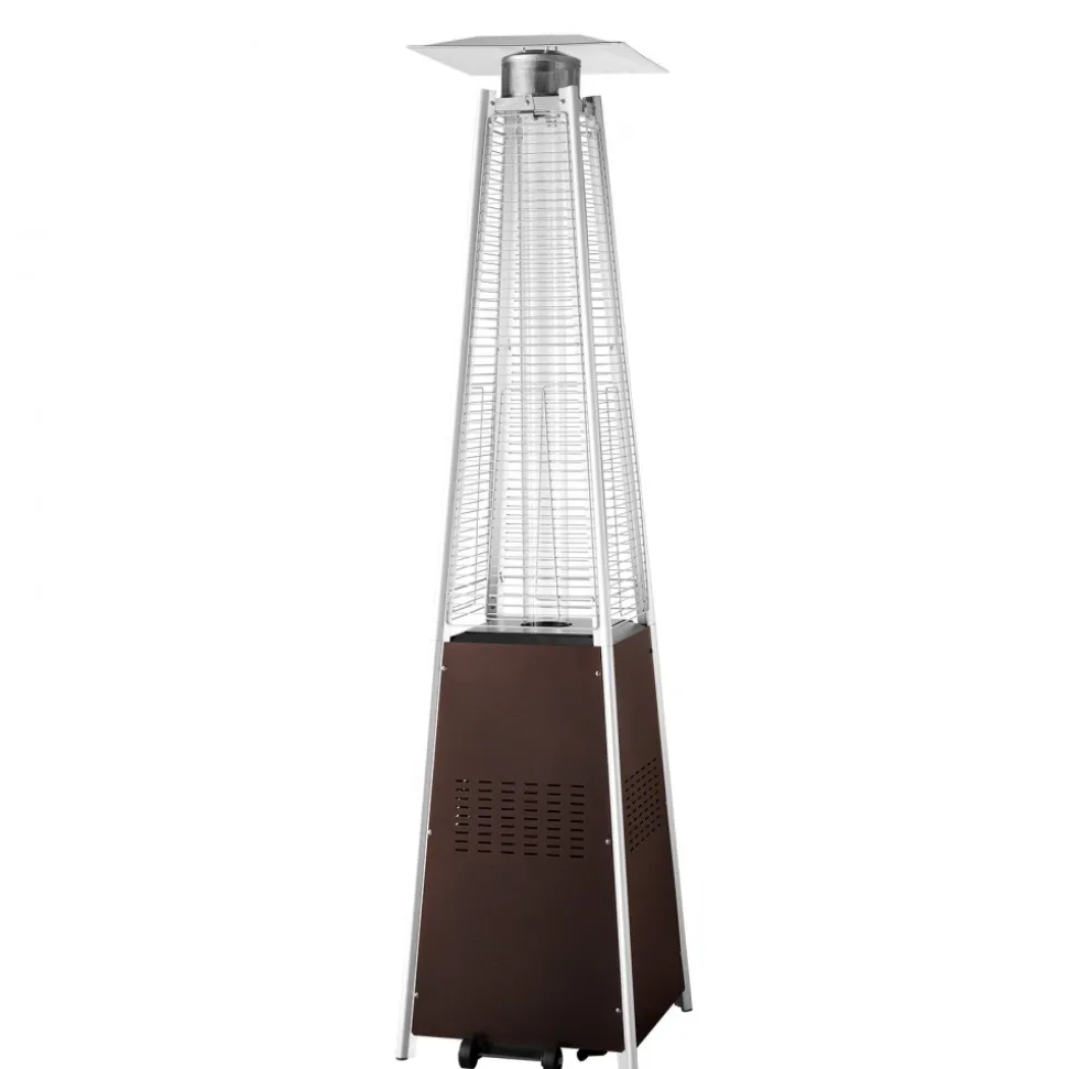 VEVOR Patio Heater for Outdoor Use, 48000BTU Pyramid Propane Heater w/Wheels, Quartz Glass Tube Outdoor Patio Flame Heater for Patio, Party, Backyard, Garden, Decoration, Hammered Bronze