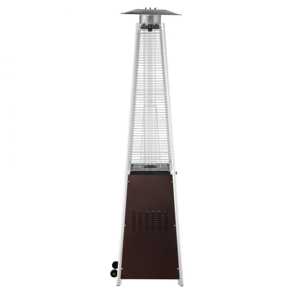 VEVOR Patio Heater for Outdoor Use, 48000BTU Pyramid Propane Heater w/Wheels, Quartz Glass Tube Outdoor Patio Flame Heater for Patio, Party, Backyard, Garden, Decoration, Hammered Bronze