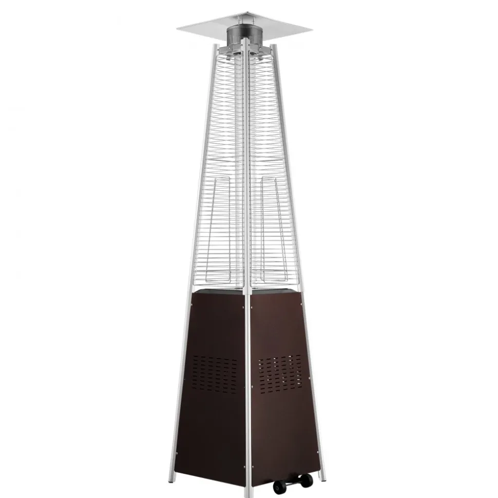 VEVOR Patio Heater for Outdoor Use, 48000BTU Pyramid Propane Heater w/Wheels, Quartz Glass Tube Outdoor Patio Flame Heater for Patio, Party, Backyard, Garden, Decoration, Hammered Bronze