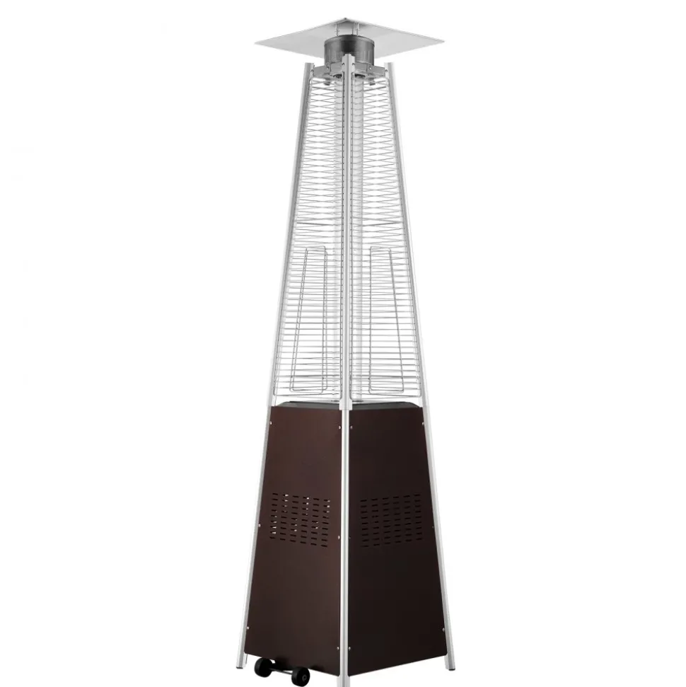 VEVOR Patio Heater for Outdoor Use, 48000BTU Pyramid Propane Heater w/Wheels, Quartz Glass Tube Outdoor Patio Flame Heater for Patio, Party, Backyard, Garden, Decoration, Hammered Bronze