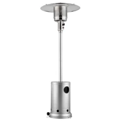 VEVOR Patio Heater for Outdoor Use, 50000BTU Propane Heater Tall Hammered With Round Table Design, Metal Burner and Wheels, Fixed Outdoor Patio Flame Heater for Patio, Party, Backyard, Garden, Silver