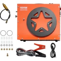 VEVOR PCP Air Compressor, 4500PSI/30Mpa Portable PCP Airgun Compressor - Built-in Water and Fan Cooling System, Auto-Stop | DC12V/AC120V Paintball Tank Compressor for Air Rifle, Scuba Diving Bottle
