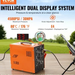 VEVOR PCP Air Compressor, 4500PSI/30Mpa Portable PCP Airgun Compressor with Built-in Power Converter, Auto-Stop | DC12V/AC120V | Oil & Water-Free Air Rifle, Paintball and Scuba Tank Compressor Pump