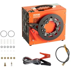 VEVOR PCP Air Compressor, 4500PSI/30Mpa Portable PCP Airgun Compressor with Built-in Power Converter, Auto-Stop | DC12V/AC120V | Oil & Water-Free Air Rifle, Paintball and Scuba Tank Compressor Pump