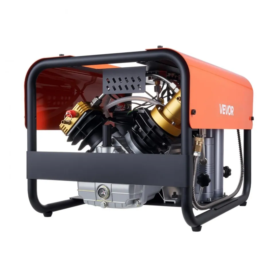 VEVOR PCP Air Compressor, 4500PSI/30Mpa Diving Scuba Tank Air Compressor, Double-Cylinder Auto Stop PCP Diving Compressor with External Water & Fan Cooling System for Scuba Tanks, Paintball, Air Rifle