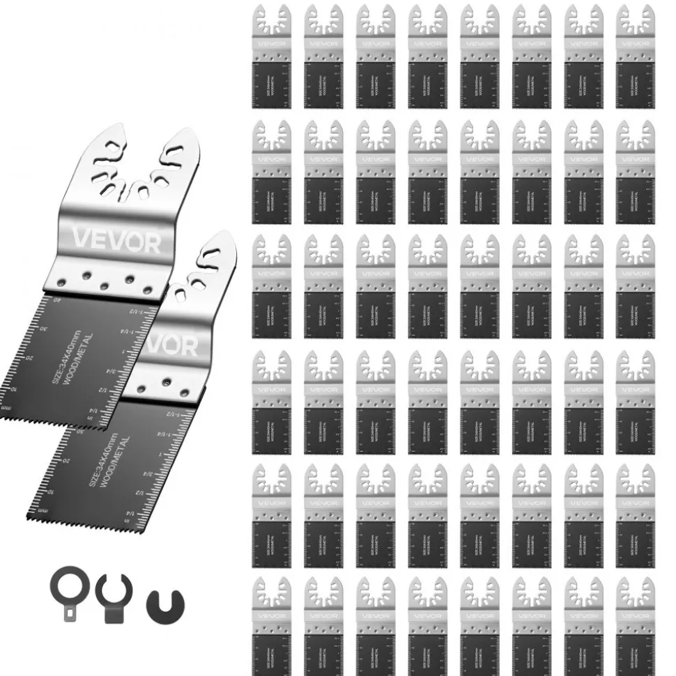 VEVOR 50PCS Bi-Metal Oscillating Saw Blades, Universal Quick Release Oscillating Multi Tool Blades, Multitool Tool Blades for Nails, Soft Metal, Wood, Compatible with Dewalt Milwaukee Bosch Ryobi