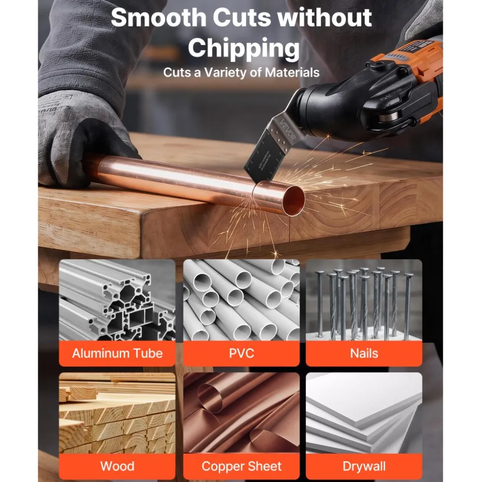 VEVOR 50PCS Bi-Metal Oscillating Saw Blades, Universal Quick Release Oscillating Multi Tool Blades, Multitool Tool Blades for Nails, Soft Metal, Wood, Compatible with Dewalt Milwaukee Bosch Ryobi
