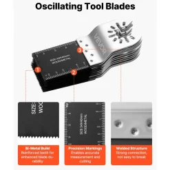 VEVOR 50PCS Bi-Metal Oscillating Saw Blades, Universal Quick Release Oscillating Multi Tool Blades, Multitool Tool Blades for Nails, Soft Metal, Wood, Compatible with Dewalt Milwaukee Bosch Ryobi