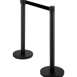 VEVOR 6 PCS Black Stanchion Posts Stainless Steel Stanchion Queue Post Black Belt Retractable 36In for Both Indoor and Outdoor use.