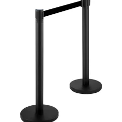VEVOR 6 PCS Black Stanchion Posts Stainless Steel Stanchion Queue Post Black Belt Retractable 36In for Both Indoor and Outdoor use.