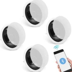 VEVOR 4 PCs 6.5'' Bluetooth in Ceiling Speakers, 150W, Flush Mount Ceiling & in-Wall Speaker System with 8ΩImpedance 89dB Sensitivity, for Home Kitchen Living Room Bedroom or Covered Outdoor Porches