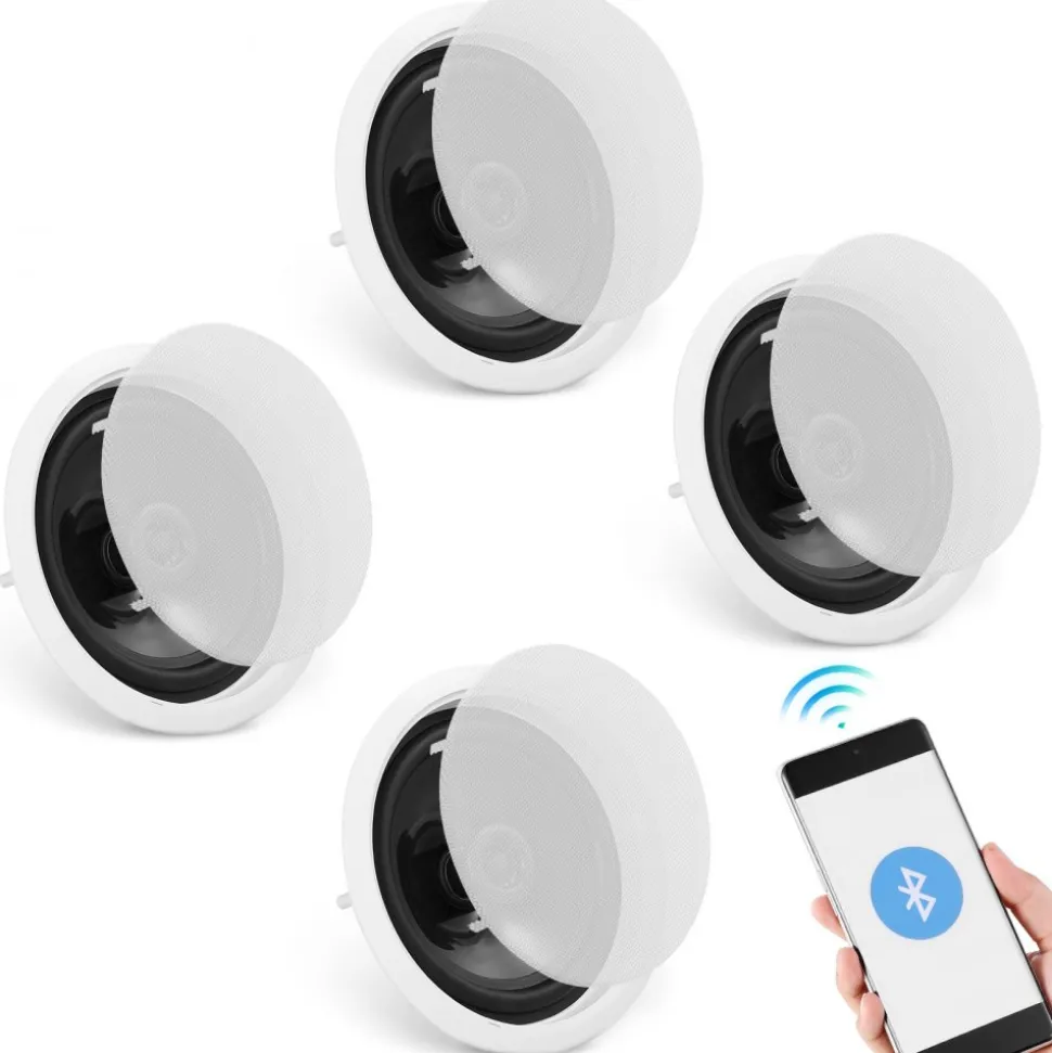 VEVOR 4 PCs 6.5'' Bluetooth in Ceiling Speakers, 150W, Flush Mount Ceiling & in-Wall Speaker System with 8ΩImpedance 89dB Sensitivity, for Home Kitchen Living Room Bedroom or Covered Outdoor Porches