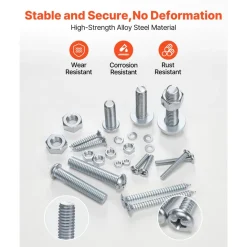 VEVOR 2250 Pcs Bolts and Nuts Assortment Kit, Metric + Imperial Machine Screws and Flat Washers, Alloy Steel M3/M4/M5/M6/M8 Multiple Size, for Equipment/Vehicle Assembly,Galvanized White