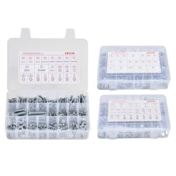 VEVOR 2250 Pcs Bolts and Nuts Assortment Kit, Metric + Imperial Machine Screws and Flat Washers, Alloy Steel M3/M4/M5/M6/M8 Multiple Size, for Equipment/Vehicle Assembly,Galvanized White