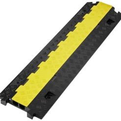VEVOR 5 PCs Cable Protector Ramp, 2 Channel, 22000 lbs/axle Capacity Heavy Duty TPU Wire Cover Ramp Hose Protector Ramp Driveway, Traffic Speed Bump with TPR Flip-Open Top Cover, for Indoor & Outdoor