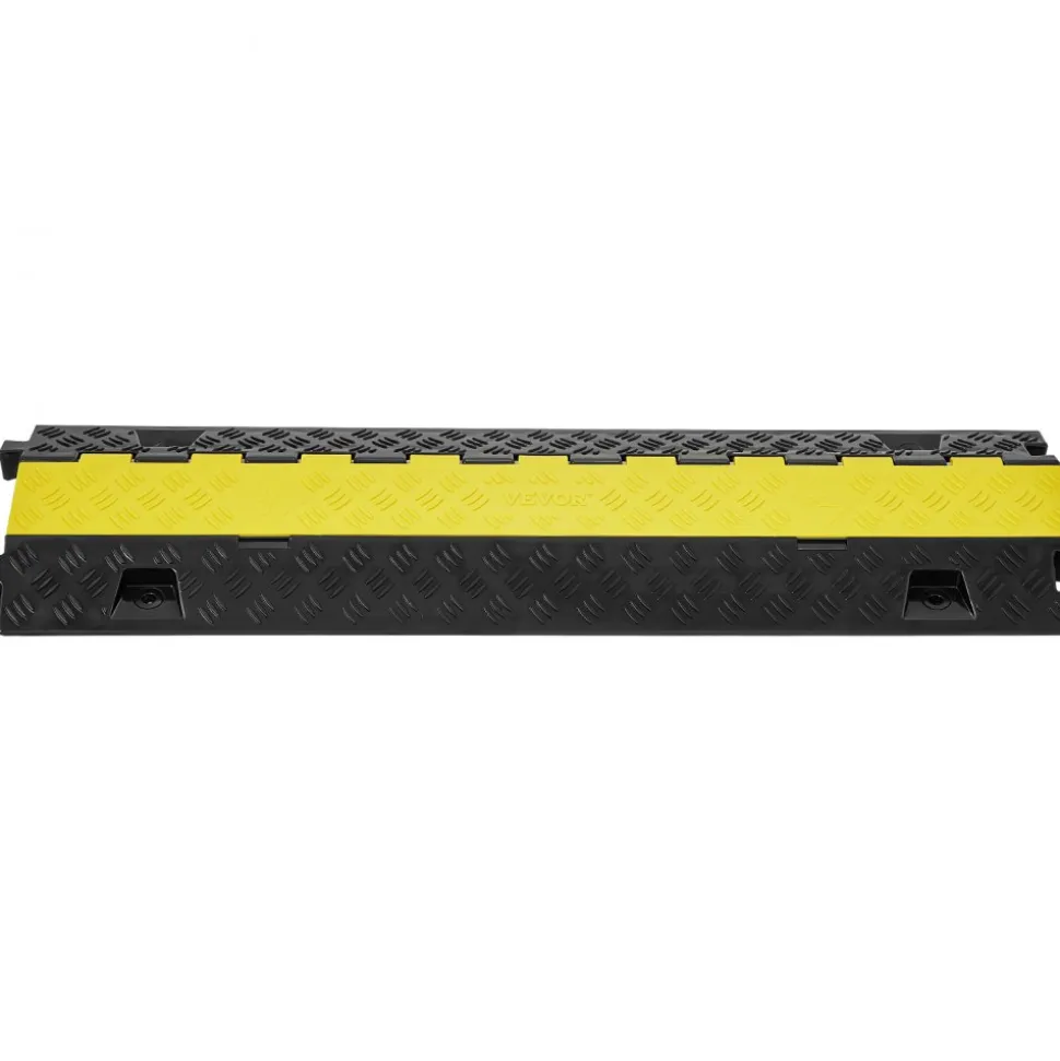 VEVOR 5 PCs Cable Protector Ramp, 2 Channel, 22000 lbs/axle Capacity Heavy Duty TPU Wire Cover Ramp Hose Protector Ramp Driveway, Traffic Speed Bump with TPR Flip-Open Top Cover, for Indoor & Outdoor