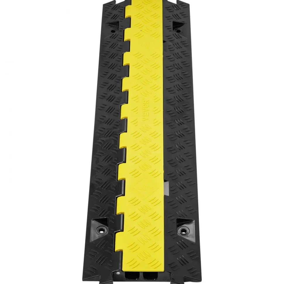 VEVOR 5 PCs Cable Protector Ramp, 2 Channel, 22000 lbs/axle Capacity Heavy Duty TPU Wire Cover Ramp Hose Protector Ramp Driveway, Traffic Speed Bump with TPR Flip-Open Top Cover, for Indoor & Outdoor