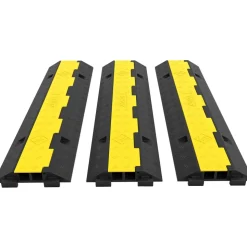 VEVOR 3 Pcs 2-Cable Rubber Electrical Wire Cover Cord Protector Ramp 11000 lbs