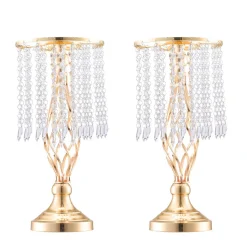 VEVOR 20PCS 43cm/16.9” Tall Crystal Wedding Flower Stand, Metal Wedding Centerpiece Vase, Gold Flower Holders Floral Display Rack for Tables Wedding Dinner Party, Ceremony Birthday Event Decor