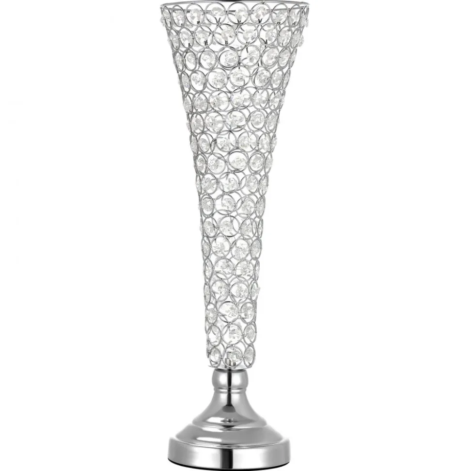 VEVOR 4 PCS Crystal Wedding Flower Vase, 20 in Tall Flower Table Centerpieces, Crystal Cylinder Banquet Vases Easy Installation, Versatile Arrangement Stand for Party Events Room Home Decor, Silver