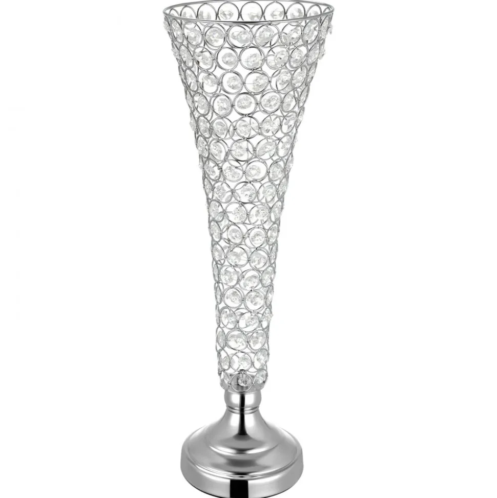 VEVOR 4 PCS Crystal Wedding Flower Vase, 20 in Tall Flower Table Centerpieces, Crystal Cylinder Banquet Vases Easy Installation, Versatile Arrangement Stand for Party Events Room Home Decor, Silver