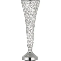 VEVOR 4 PCS Crystal Wedding Flower Vase, 20 in Tall Flower Table Centerpieces, Crystal Cylinder Banquet Vases Easy Installation, Versatile Arrangement Stand for Party Events Room Home Decor, Silver