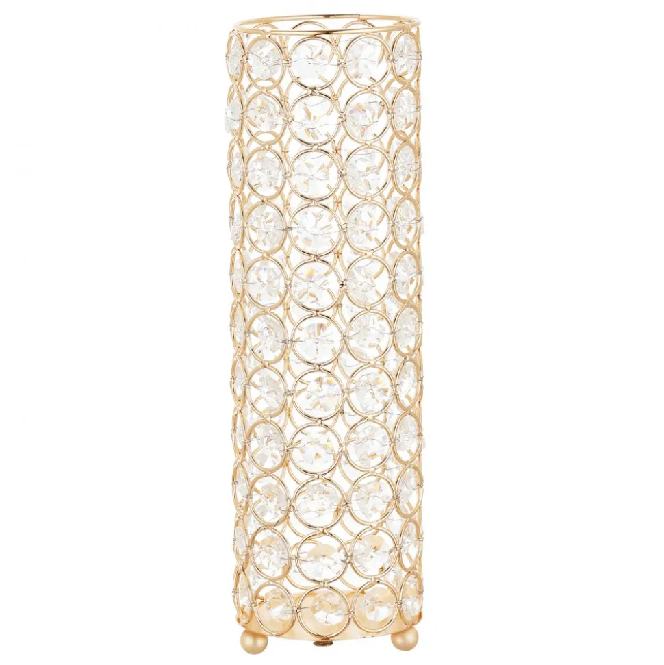 VEVOR 16 PCS Crystal Wedding Flower Vase, 10.24 in Tall Flower Table Centerpieces, Crystal Cylinder Banquet Vases Easy Installation, Versatile Arrangement Stand for Party Events Room Home Decor, Gold