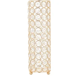 VEVOR 16 PCS Crystal Wedding Flower Vase, 10.24 in Tall Flower Table Centerpieces, Crystal Cylinder Banquet Vases Easy Installation, Versatile Arrangement Stand for Party Events Room Home Decor, Gold