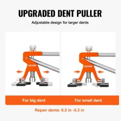 VEVOR 56 PCS Dent Removal Kit, Paintless Dent Repair Kit with Golden Lifter, Bridge Puller, Car Dent Puller with Puller Tabs, Hot Glue Gun for Auto Body Dents, Hail Damage, Door Ding