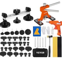VEVOR 56 PCS Dent Removal Kit, Paintless Dent Repair Kit with Golden Lifter, Bridge Puller, Car Dent Puller with Puller Tabs, Hot Glue Gun for Auto Body Dents, Hail Damage, Door Ding